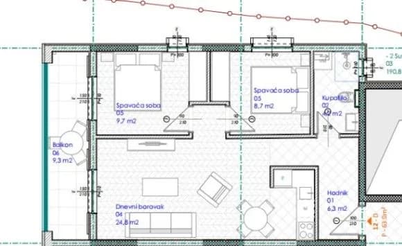 Prodaja, dvosoban stan, 63m², Budva, Crna Gora